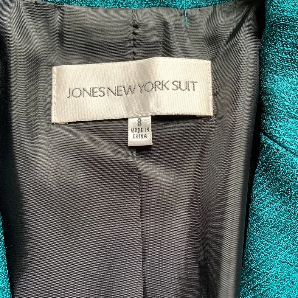 Jones New York Textured Blazer Jacket Green Black NWT Size 8 Jacket Only - Picture 4 of 7